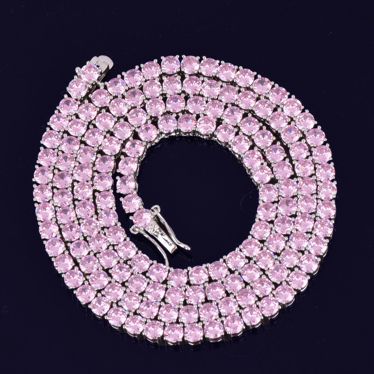 Pink Flooded Ice Simulate 18k Gold 925 Silver Tennis Letters Chain Hip Hop Pendant