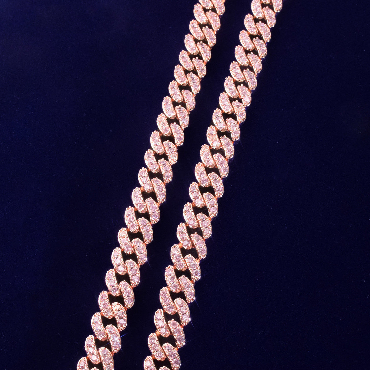 Pink AAA Diamond Simulate Tennis Letters 10MM Cuban Link Necklace Chain Pendants