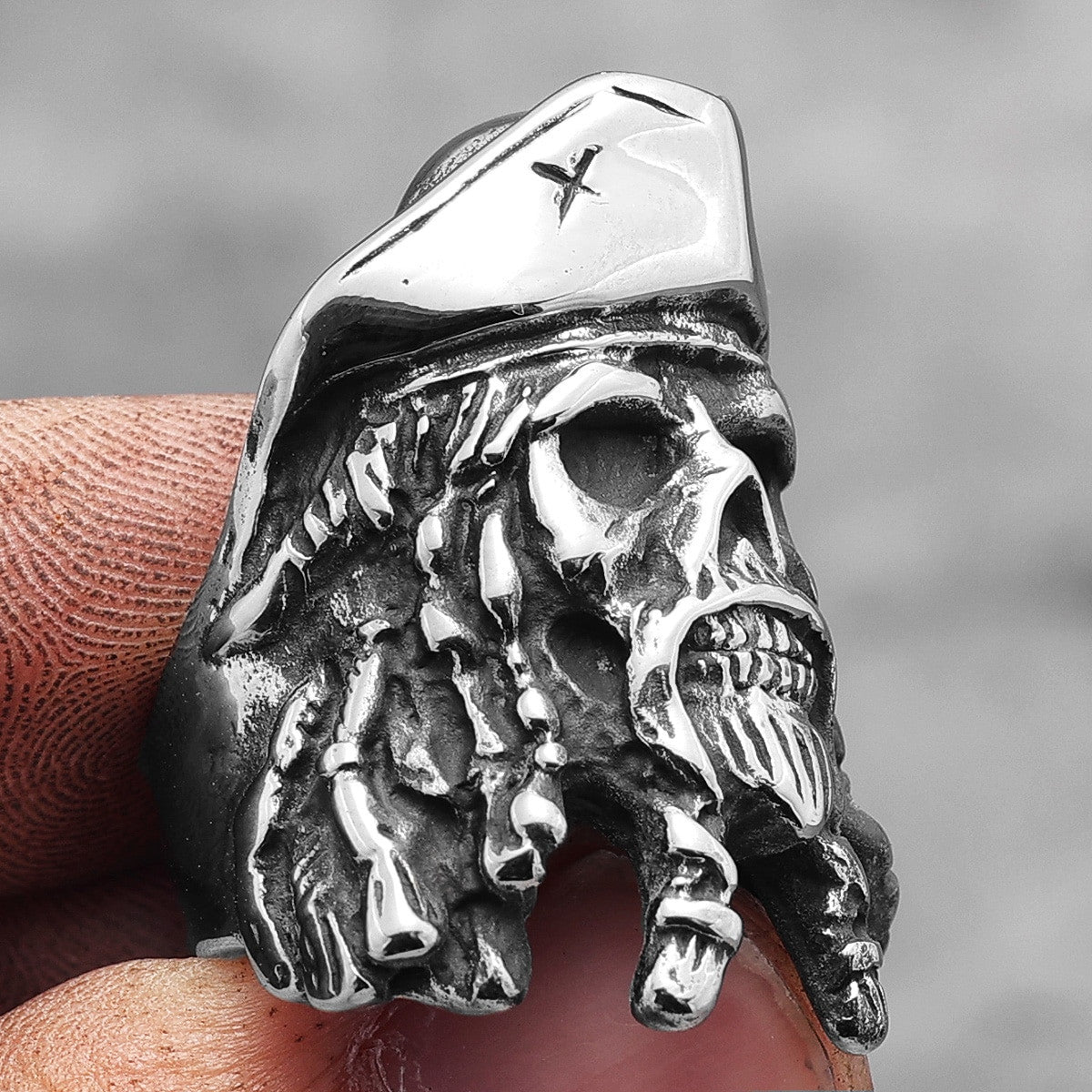 Mens Skull Pirates Davy Jones No Fade Stainless Steel Rings