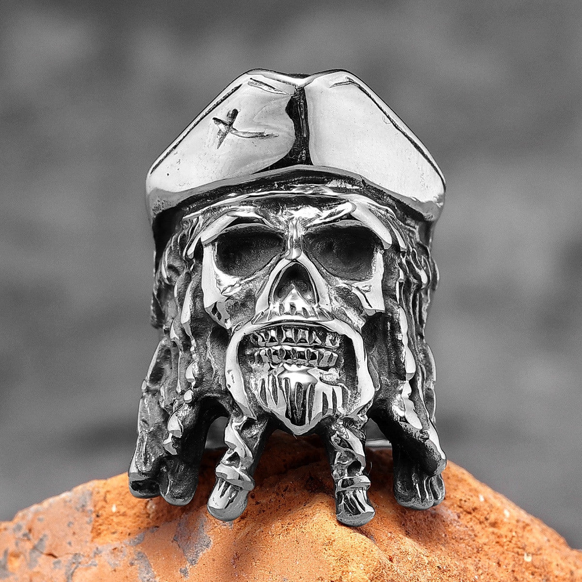 Mens Skull Pirates Davy Jones No Fade Stainless Steel Rings