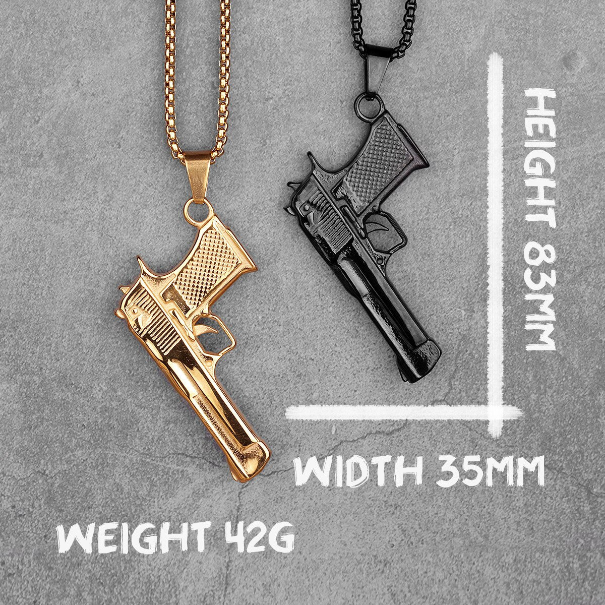 Desert Eagle | Hip Hop 14k Gold Silver Stainless Steel No Fade Pistol Gun Pendant