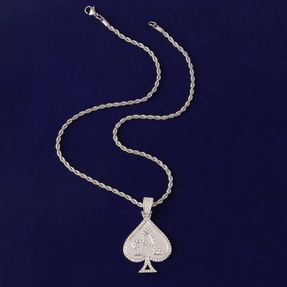 Ace Of Spades Gold Silver Rose Gold Poker Cards Hip Hop Pendant Chain Necklace