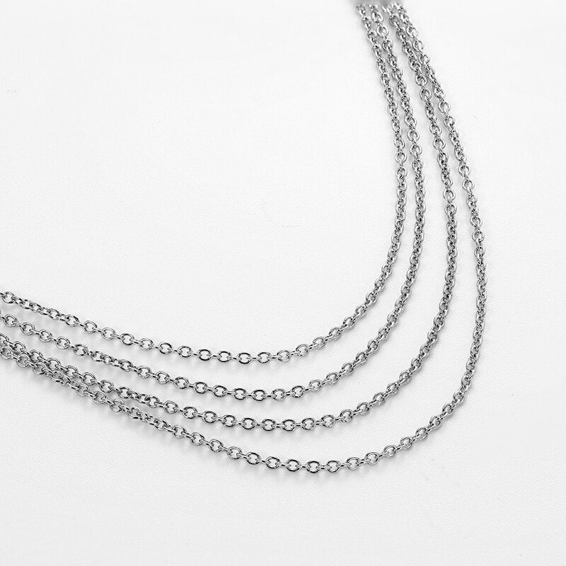 925 Solid Sterling Silver Choker Style Extender O Link Chain Necklace