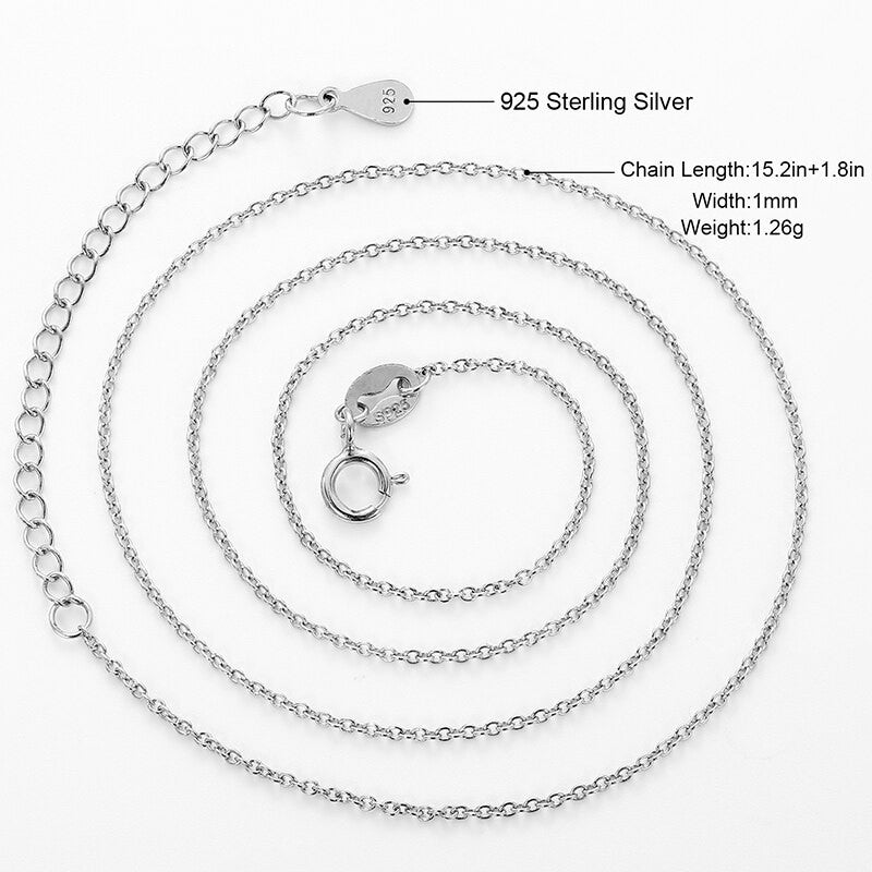 925 Solid Sterling Silver Choker Style Extender O Link Chain Necklace