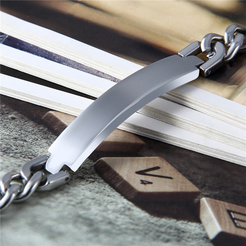 High Fashion No Fade ID Tag Style Cuban Link Stainless Steel Link Bracelets