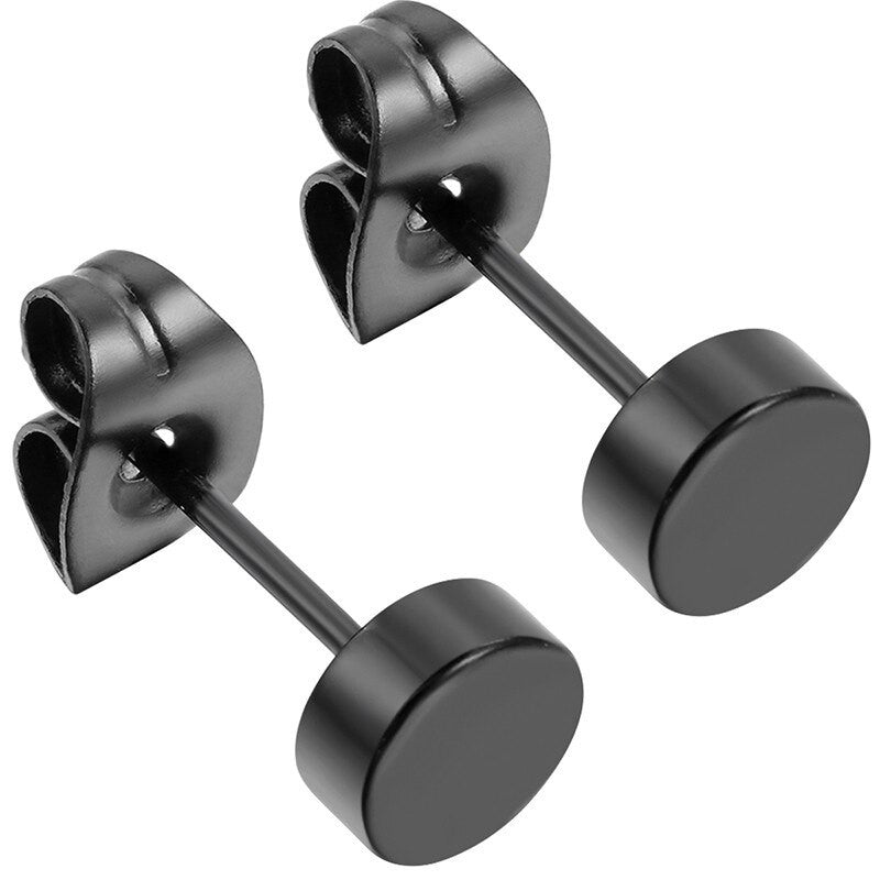 Street Wear Black Hole 3mm-14mm Stainless Steel Hip Hop Earrings