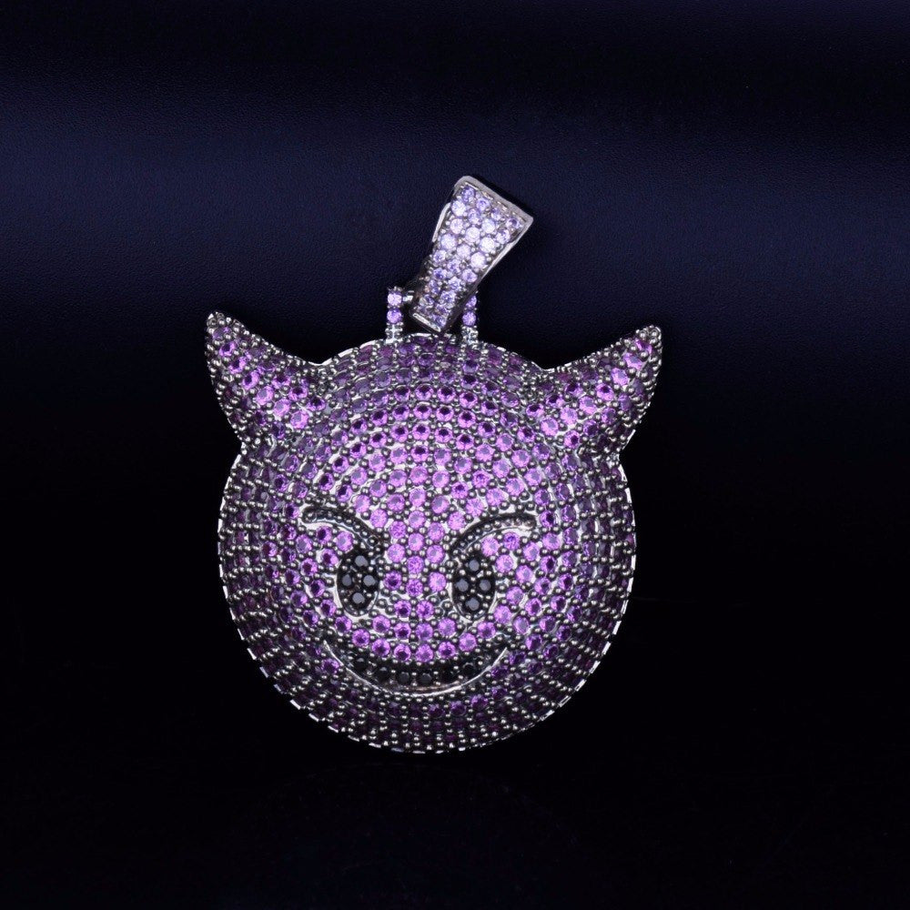 Purple Demon | .925 Silver Evil Emoji VVS Diamond CZ Hip Hop