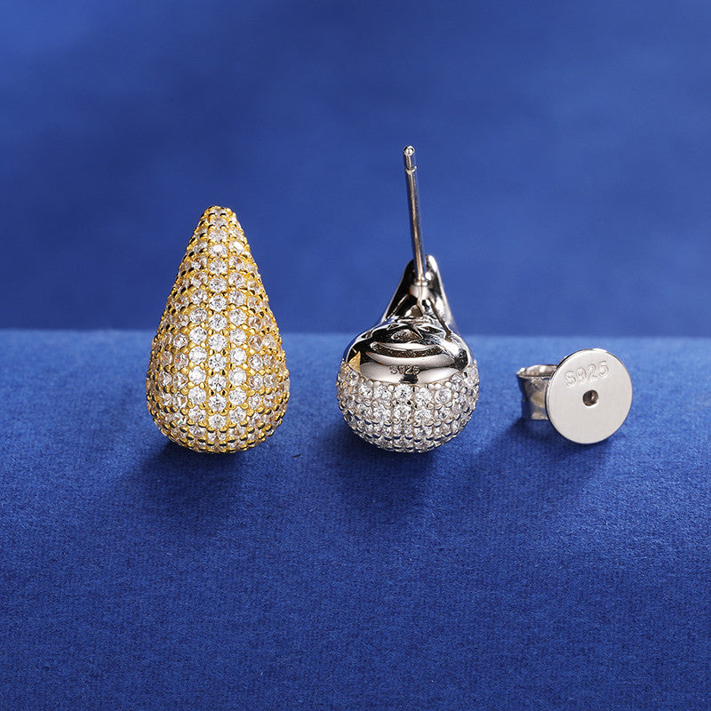 925 Sterling Silver Moissanite Iced Blinged Out Drip Tear Drop Diamond Stud Earrings