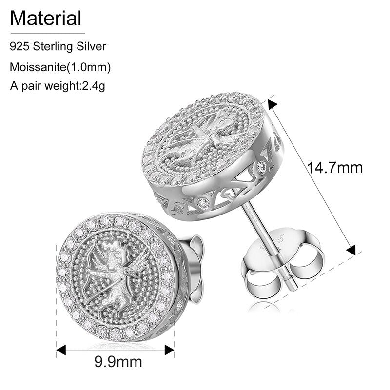 Genuine VVS Diamond Icarus Bow Angel Solid 925 Silver Iced Bling Earrings