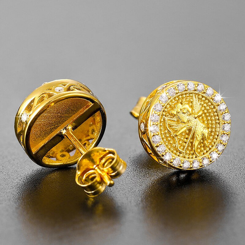 Genuine VVS Diamond Icarus Bow Angel Solid 925 Silver Iced Bling Earrings