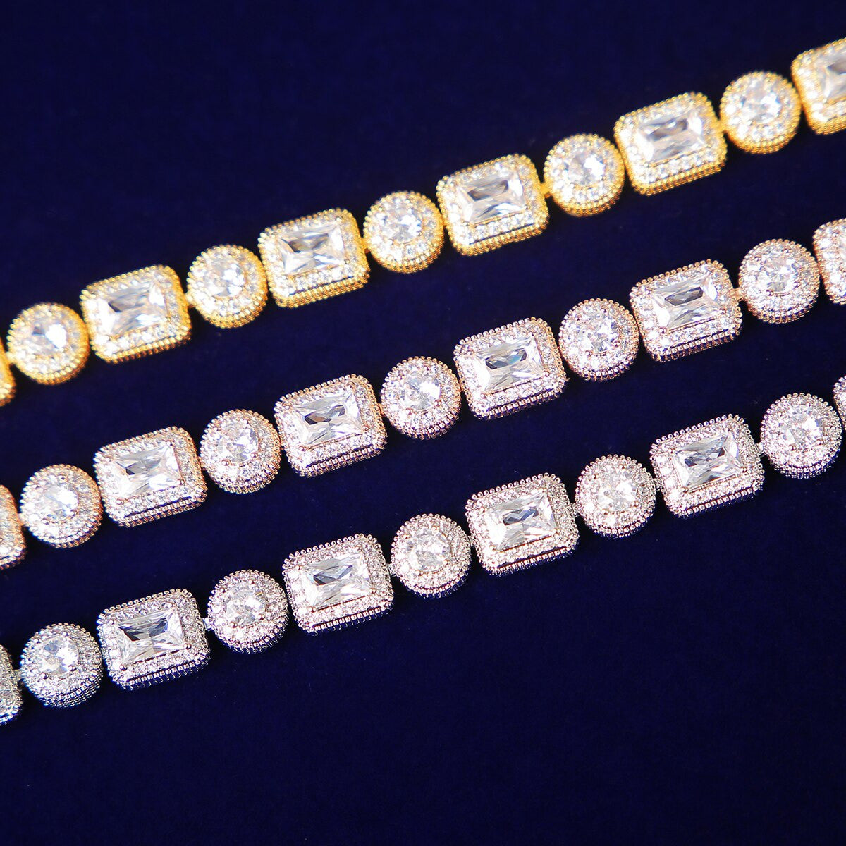 Flooded Ice Yellow White Rose Gold Hip Hop 5A Bling Stone Street Wear Bracelets