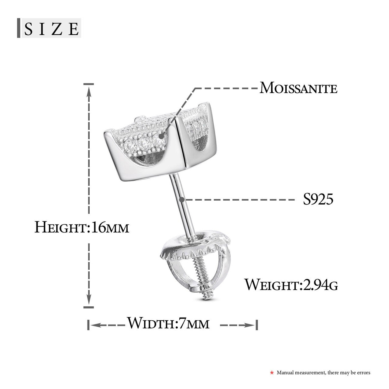 Flooded Ice 925 Solid Silver 3D Cube Genuine VVS Diamond Bling Hip Hop Earrings