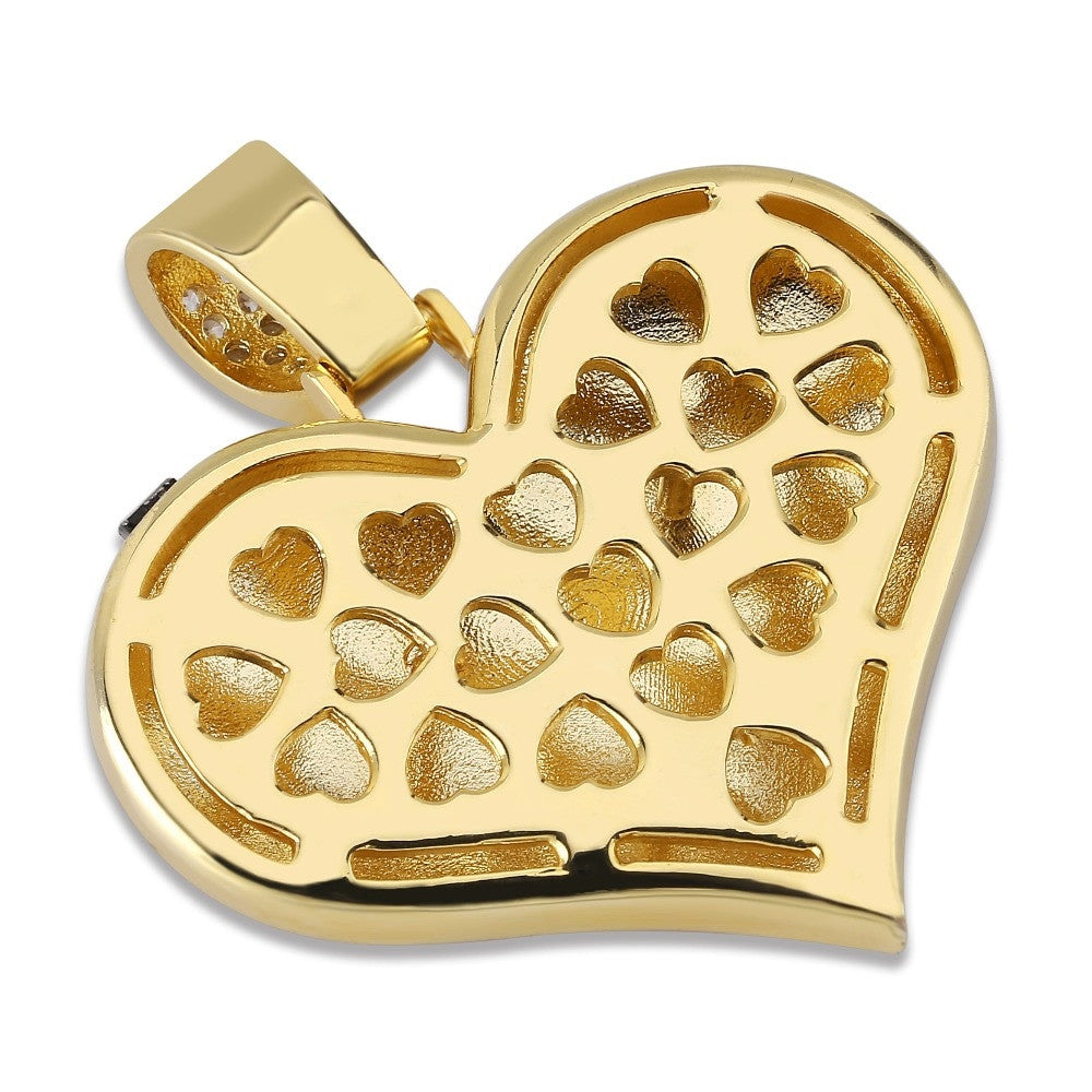 Iced Red Blinged Out 3A Stone 14k Gold Broken Heart Lightning Bold Pendant Chain Necklace