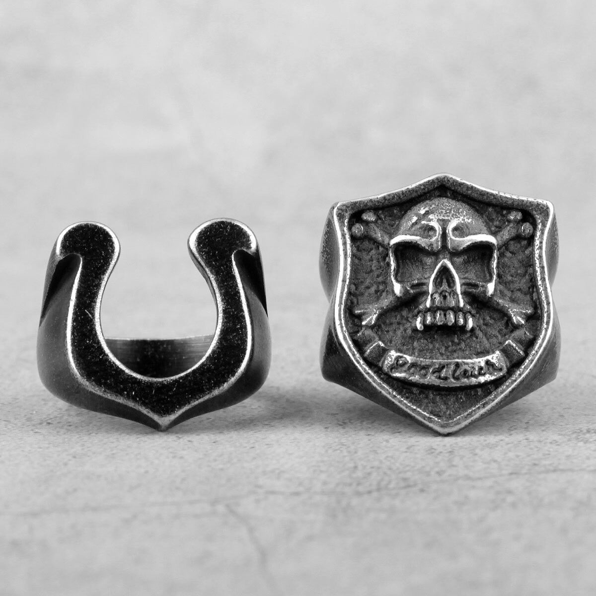 Mens 316L Solid Stainless Steel No Fade lucky Horseshoe Buckle Ring