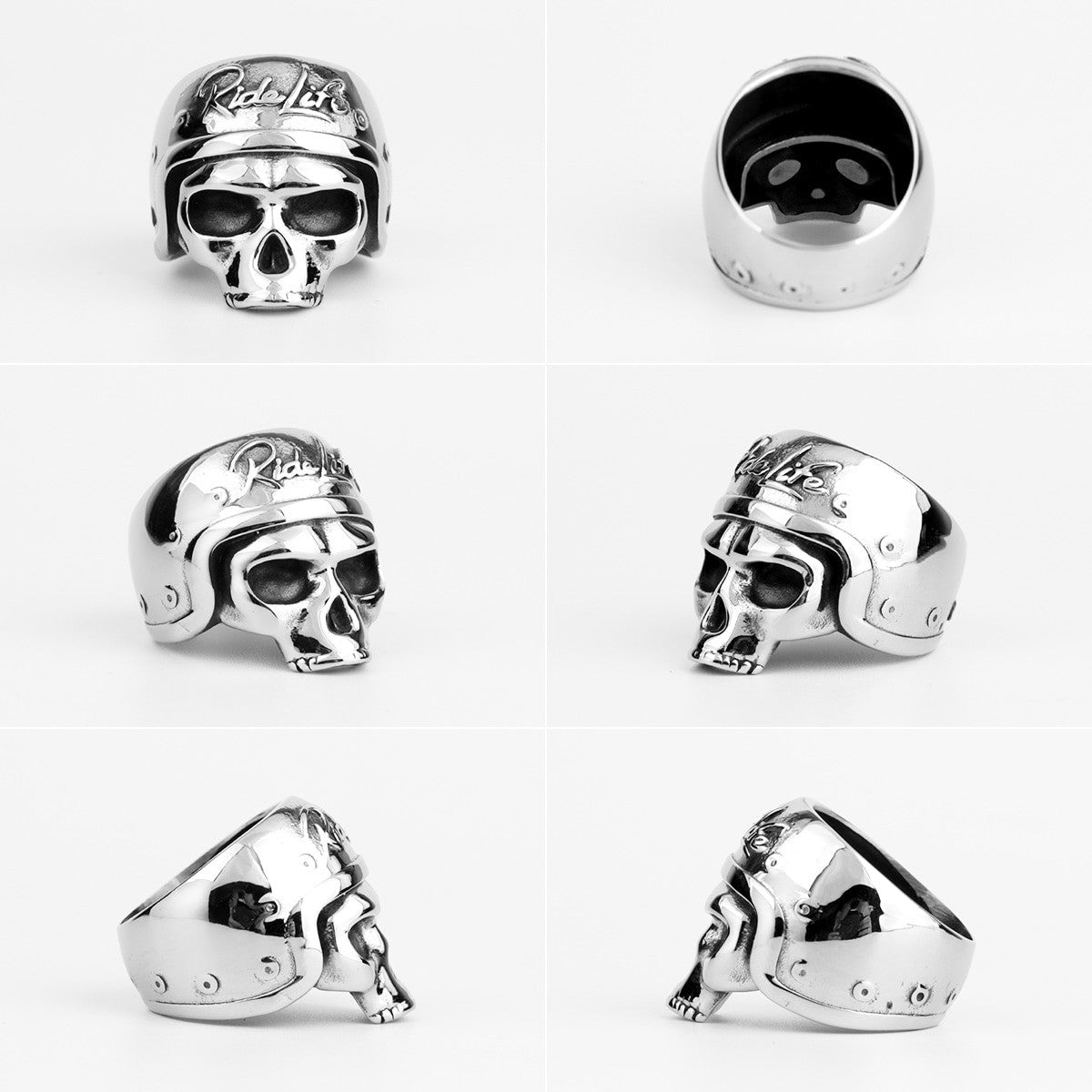 Ride Life | Mens No Fade Stainless Steel Biker Motorcycle Street Wear Skull Rings