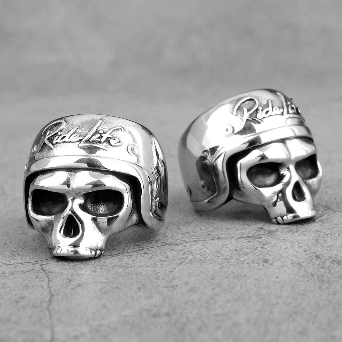 Ride Life | Mens No Fade Stainless Steel Biker Motorcycle Street Wear Skull Rings