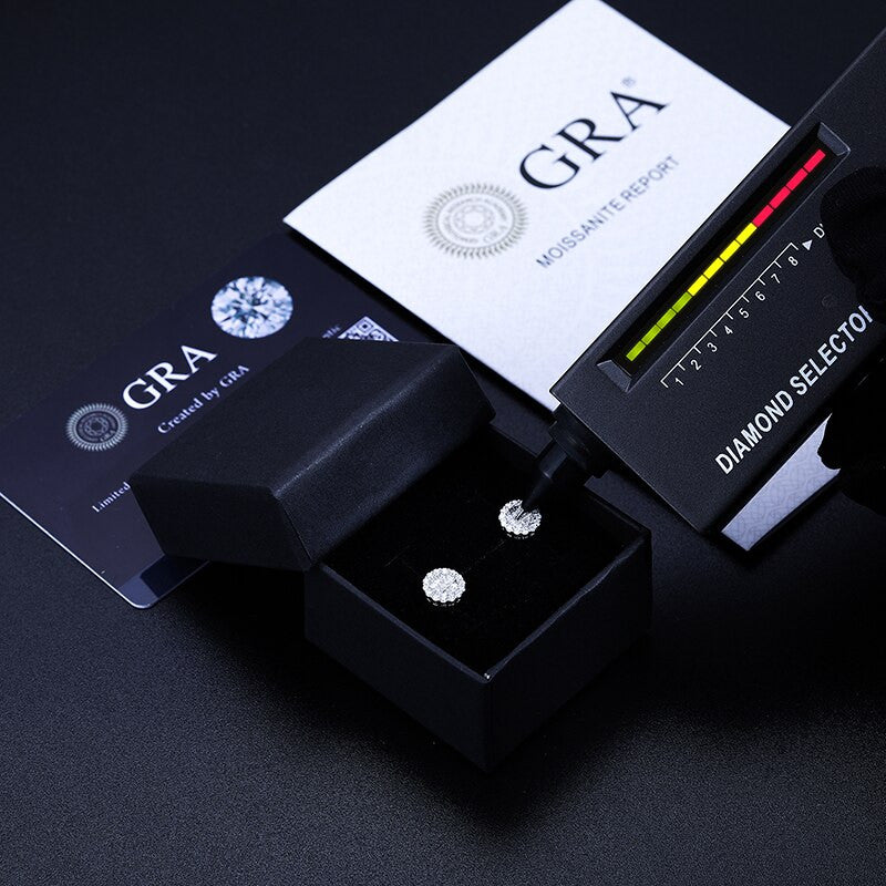 Luxury 925 Silver 15k Gold Genuine VVS Diamond Ice Clusters Hip Hop Earrings