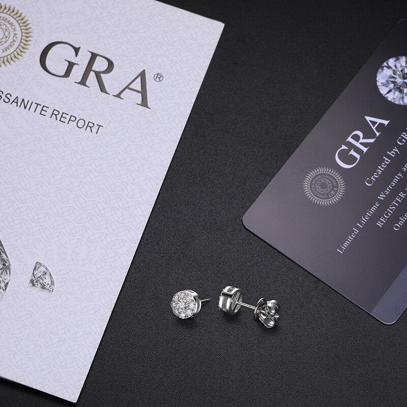 Flooded Ice VVS Round Solid Sterling Silver Genuine Lab Diamond Bling Earrings