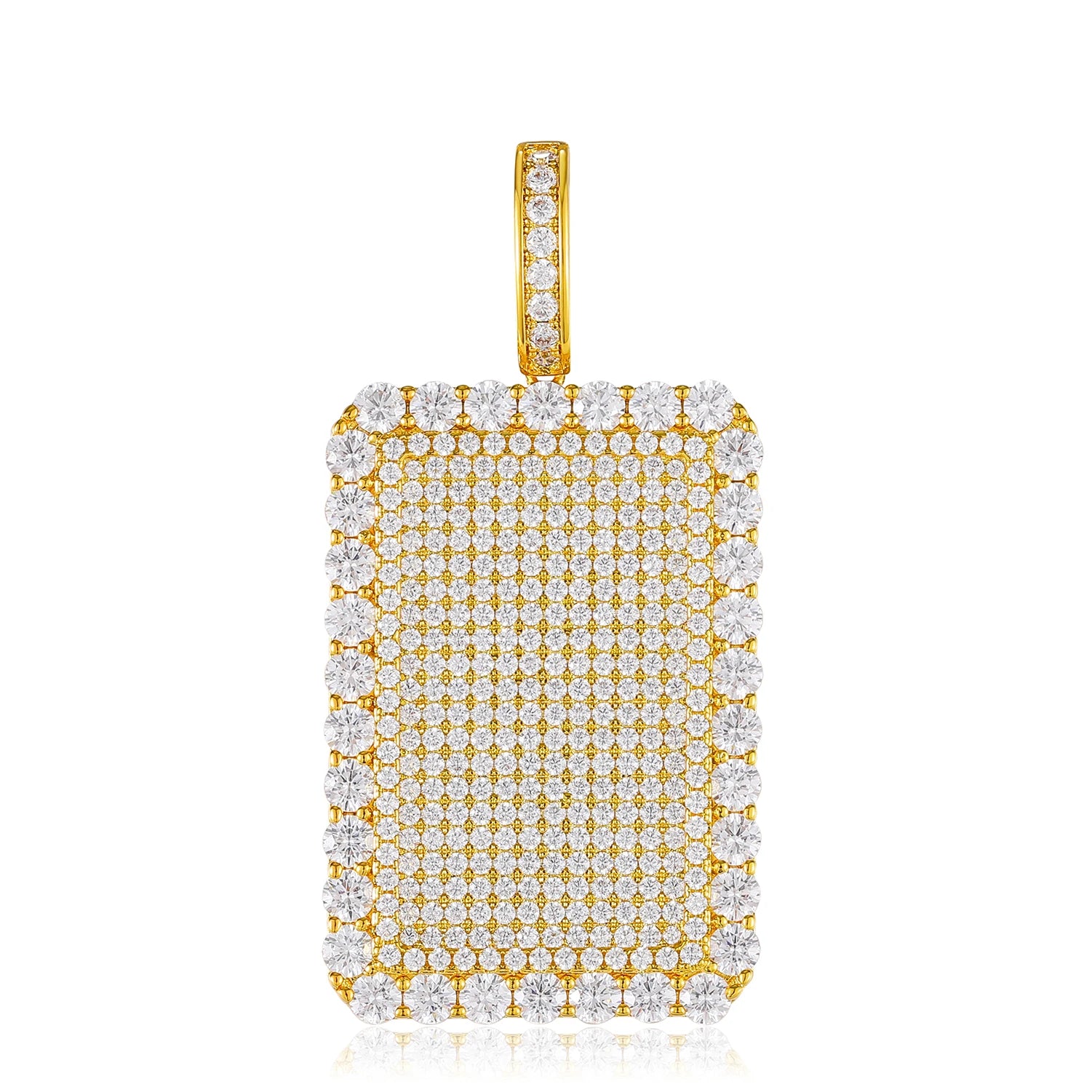 The Spark | VVS Iced Blinged Out Moissanite Diamond  Dog Tag 925 Sterling Silver Pendant