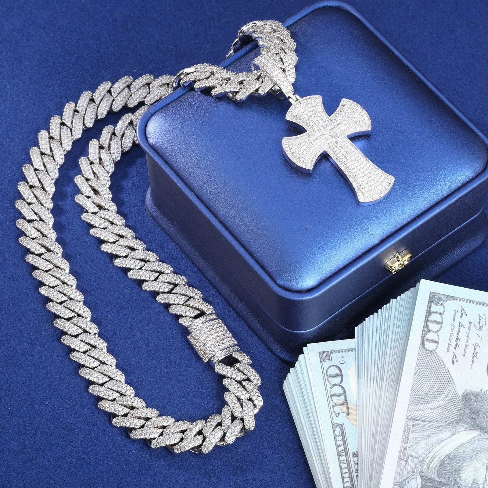 Baguette Luxury | Moissanite Diamond Solid Silver Hip Hop Cross Pendant