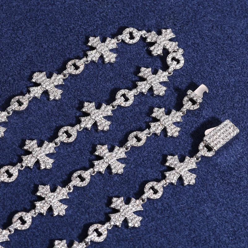 VVS1 Celtic Cross | Solid Sterling Silver Moissanite Diamond O Link Celtic Cross Chain