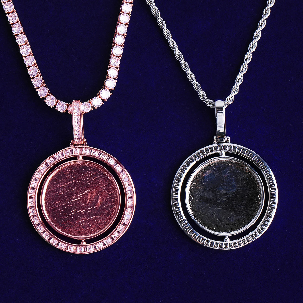 Memories Of Forever | Rotating Baguette VVS Diamond CZ Custom Made Photo Picture Pendant