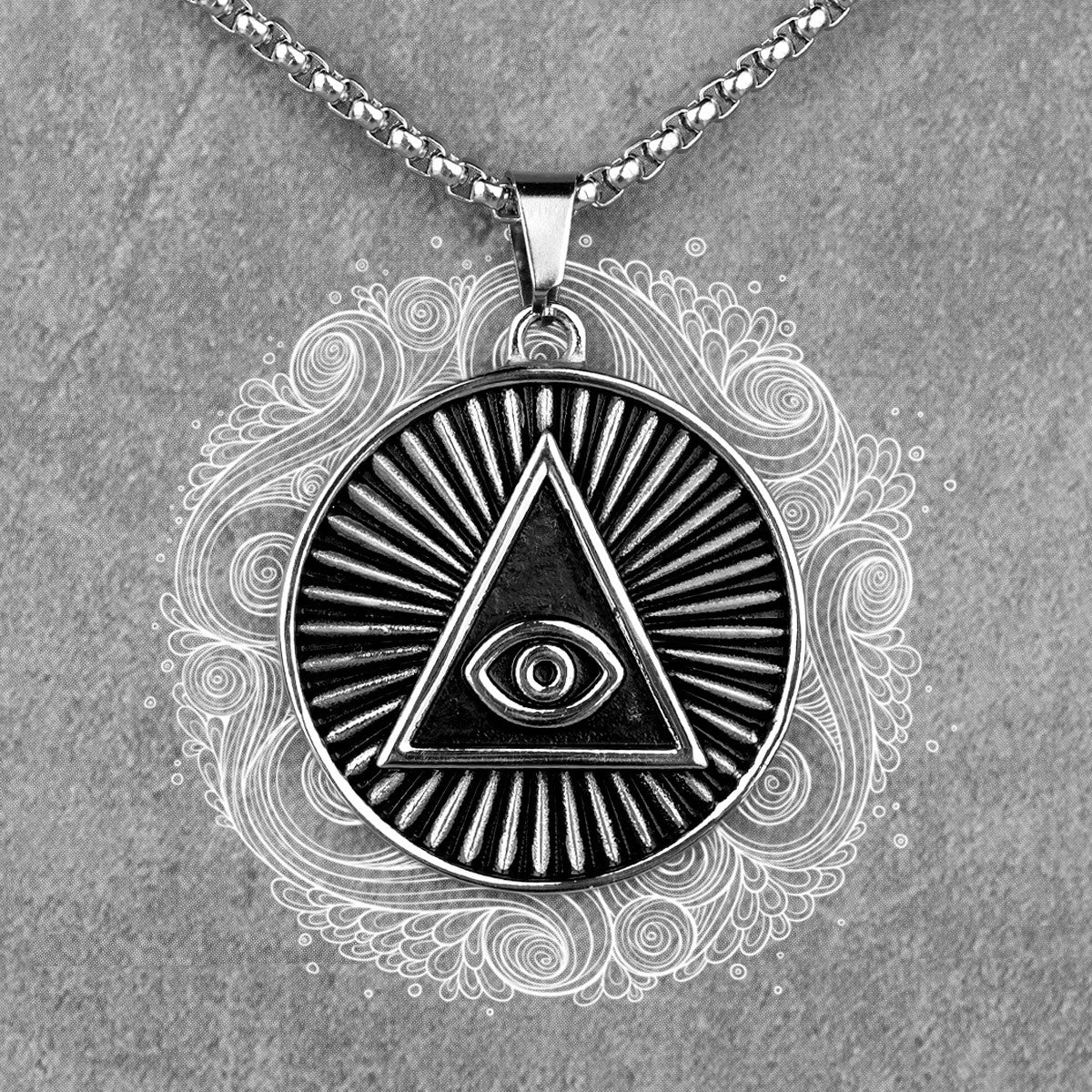 Triangle Eye | Solid Stainless Steel Illumination All Seeing Eye Pyramid Pendant 