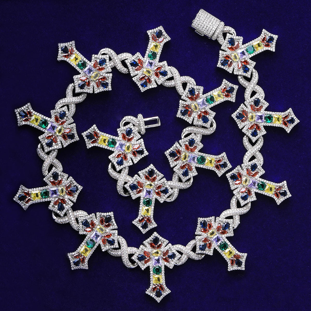 The Gemstone | VVS Diamond CZ Iced Blinged Out Arrow Cross Gemstone Chain Necklace