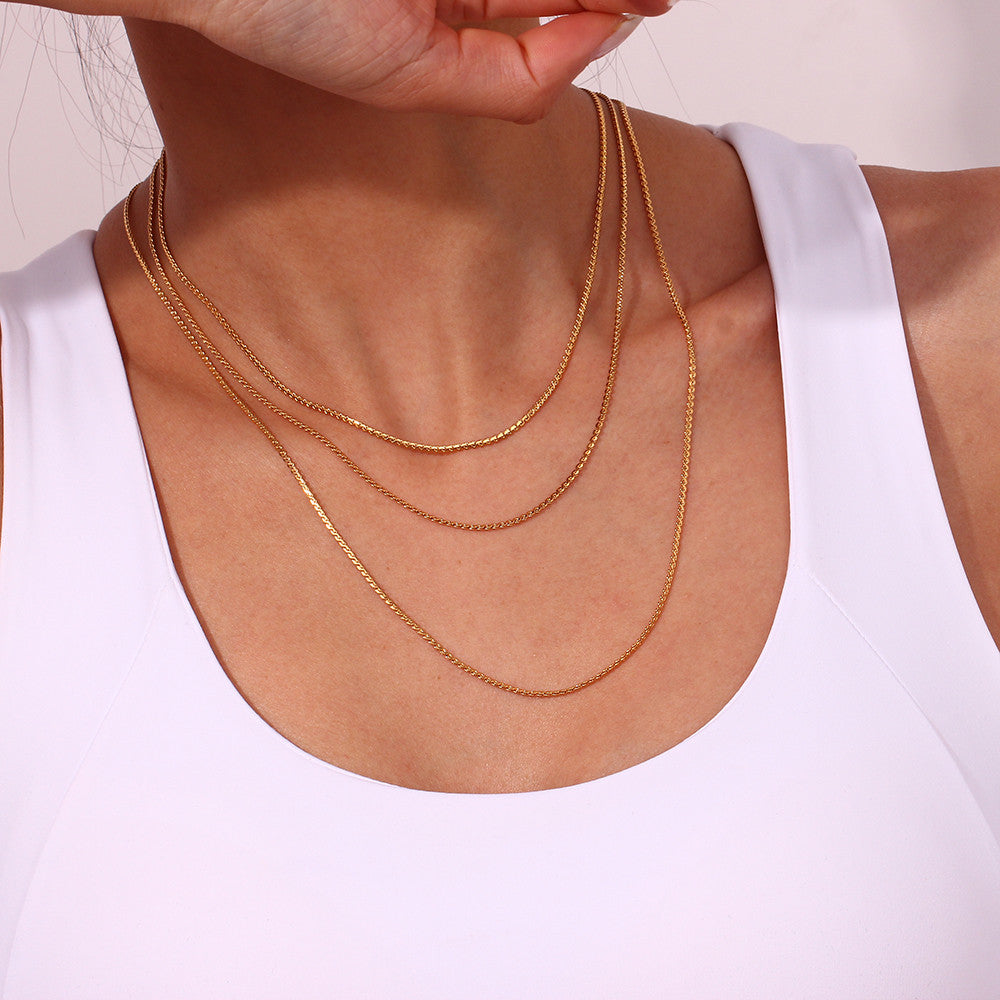 Ladies 18k Gold Silver Color Stainless Steel 1.8MM Snake Chain Necklace Waterproof