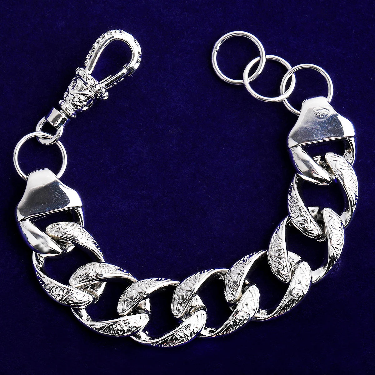 Designer Link | Designed Pattern Belcher Clasp Hip Hop Cuban Link Bracelet