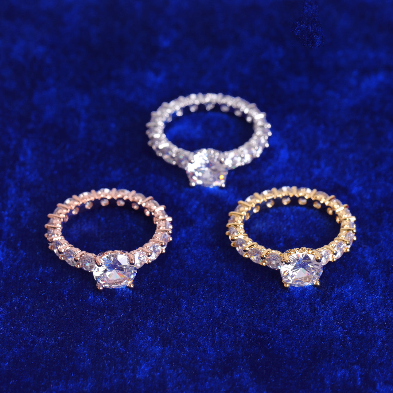 Ladies Couples High Fashion 24k Gold Silver Rose Cluster Stone Iced Rings