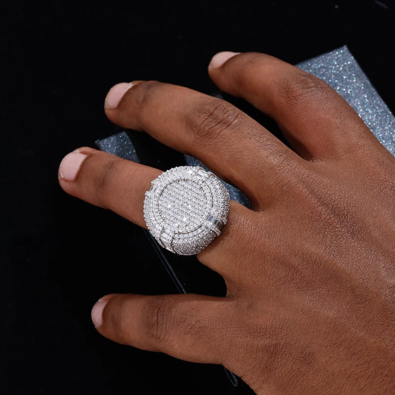 Boss Statement | Luxury Iced Blinged Out Moissanite Diamond Round Cluster Stone Ring