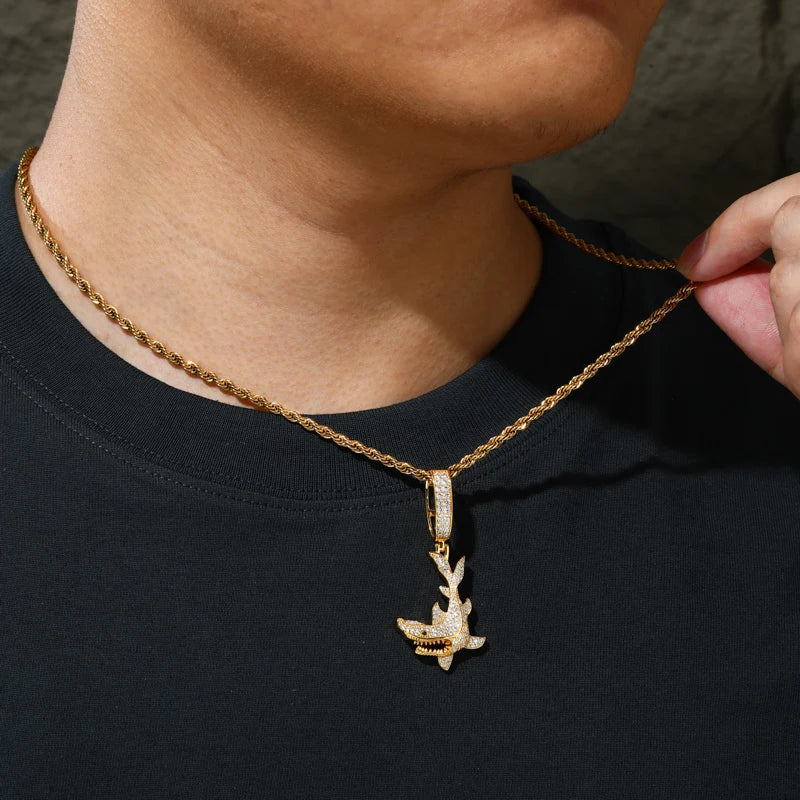 Shark Out Of Water | 925 Solid Silver Moissanite Diamond Shark Attack Hip Hop Pendant