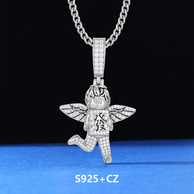 Money Angel | Moissanite Diamond 925 Solid Sterling Silver Hip Hop Good Luck Angel Pendant