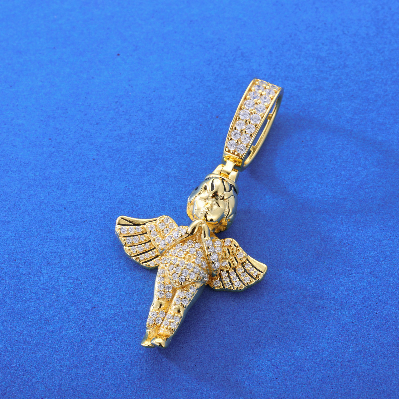 Blessed Angel | VVS D Color Moissanite Diamond Sterling Silver Hip Hop Prayer Hands Pendant