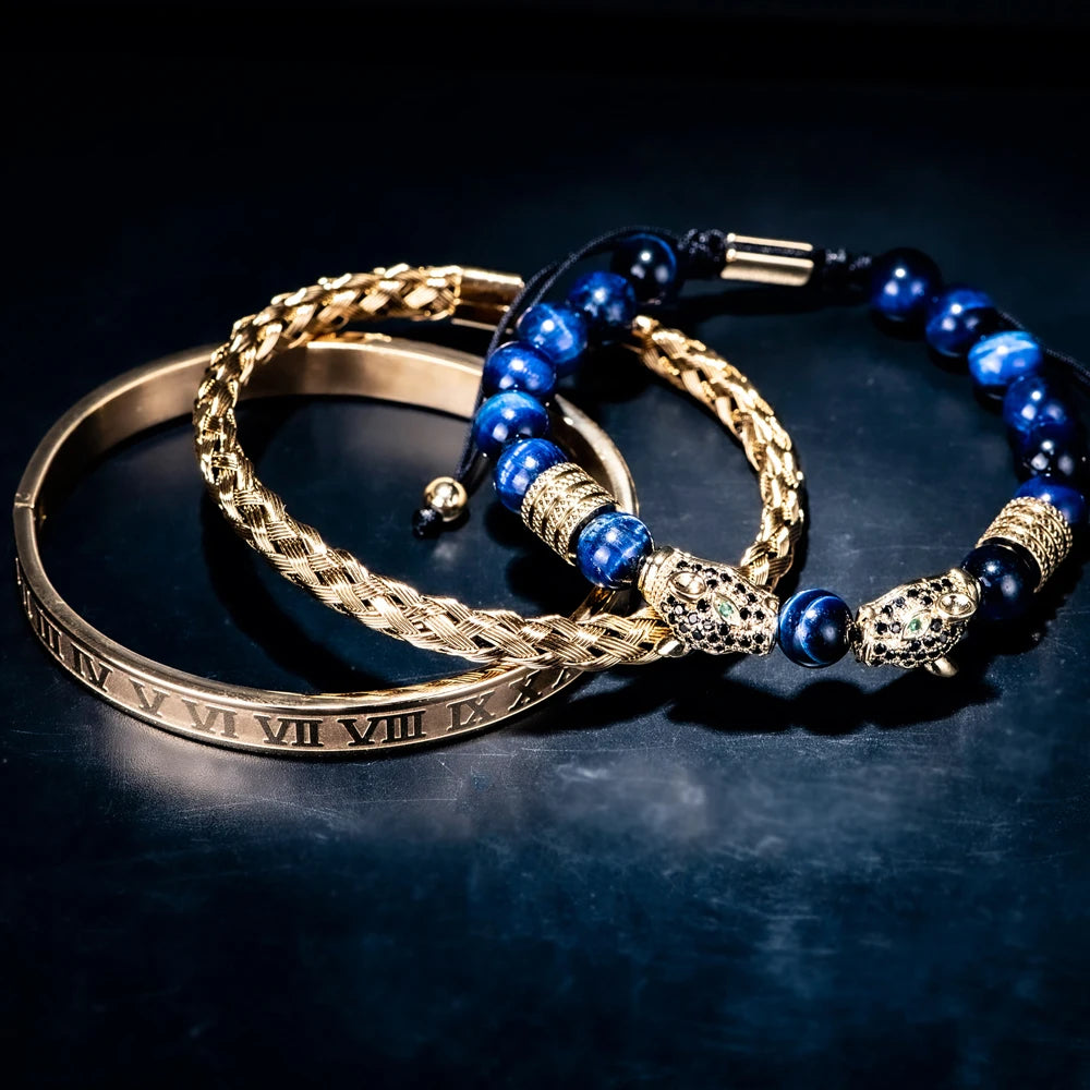 Double Leopard | Natural Stone VVS Diamond CZ Sigma Male Hip Hop Bracelets