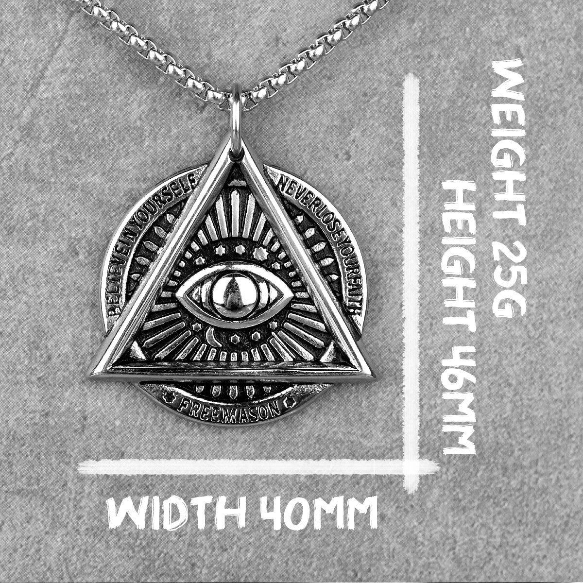 Free Mason | Solid Stainless Steel All Seeing Eye Self Belief Hip Hop Pendant