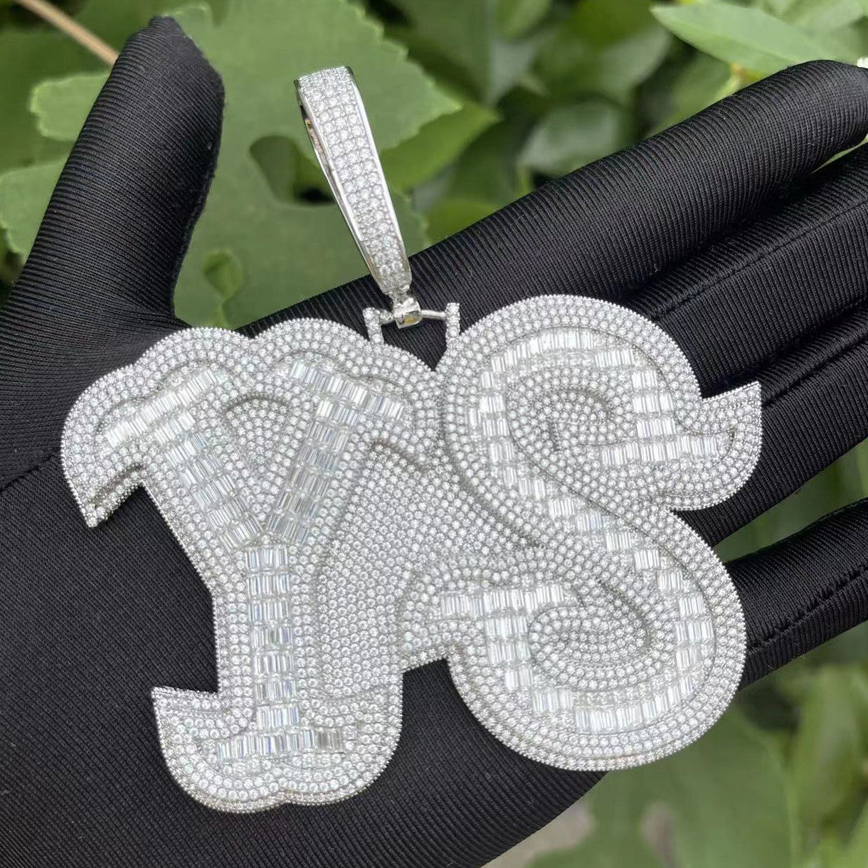 Tail Fishin | Iced Baguette Blinged Out Custom Made Nameplate Hip Hop Pendant