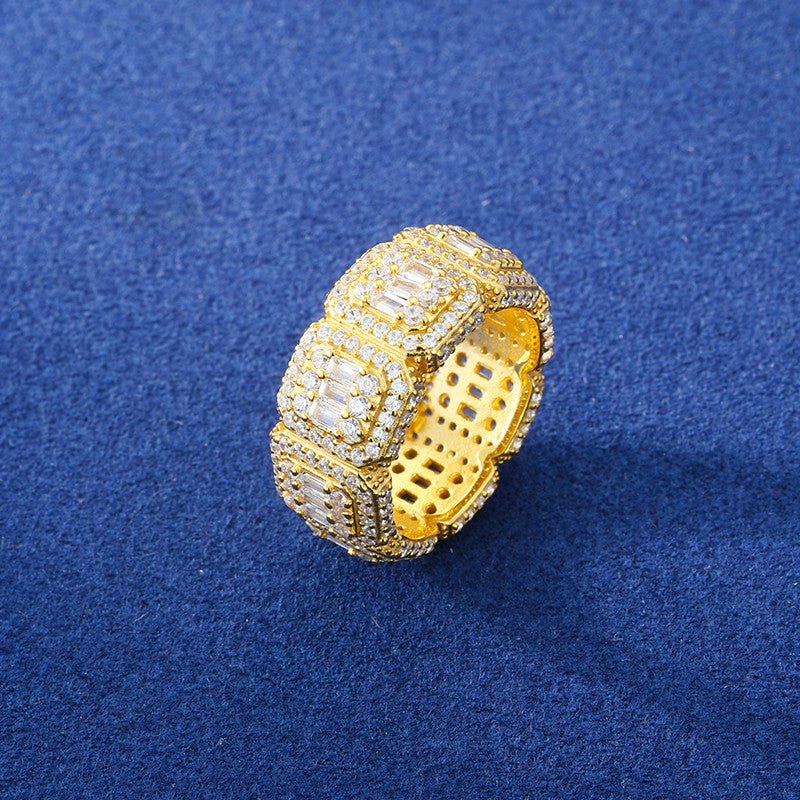 Shot Caller | Solid Silver 18k Gold Moissanite Diamond Luxury Hip Hop Mens Rings