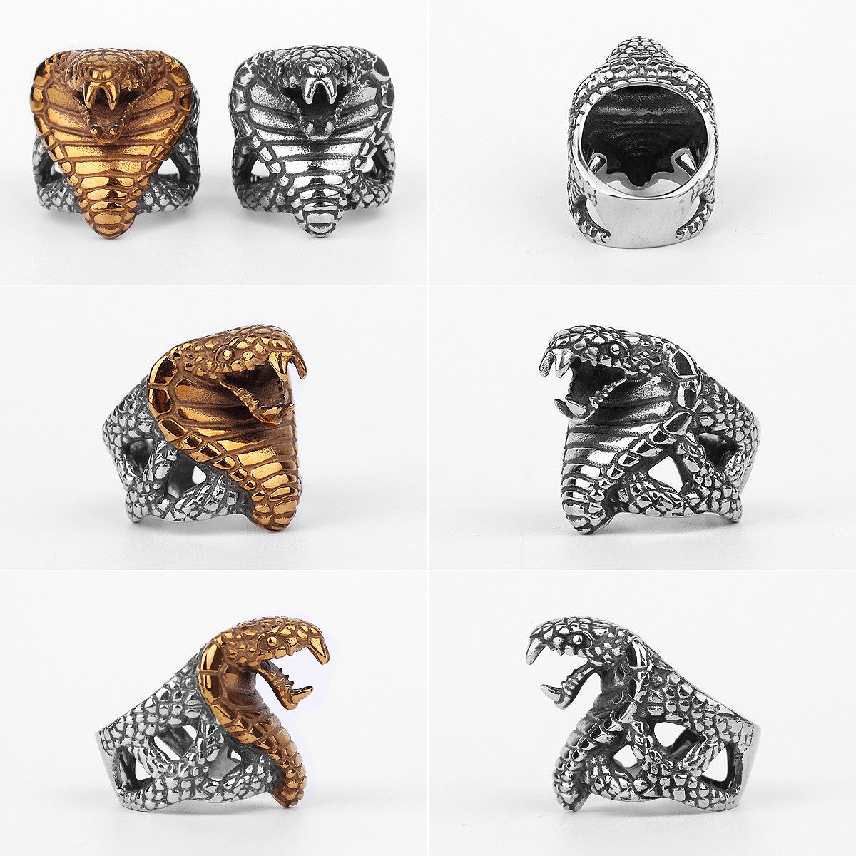 The Cobra | 316L No Fade Stainless Steel Men's Cobra Snake Biker Street Style Rings