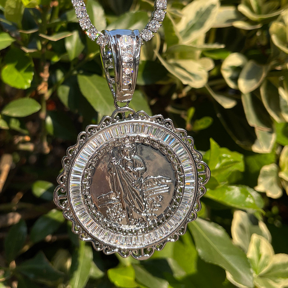 Jesus The Shepard Sacred Majesty Baguette 24k Gold Pendant