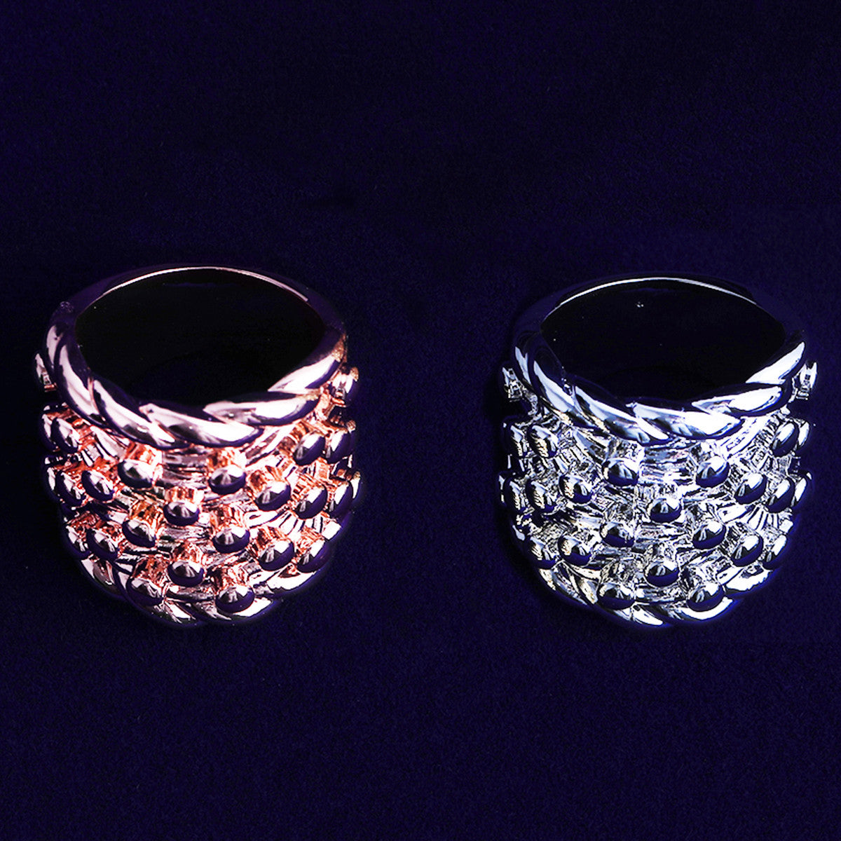 The Nugget | 24k 925 Silver Rose Gold Rope Weave Nugget Hip Hop Rings
