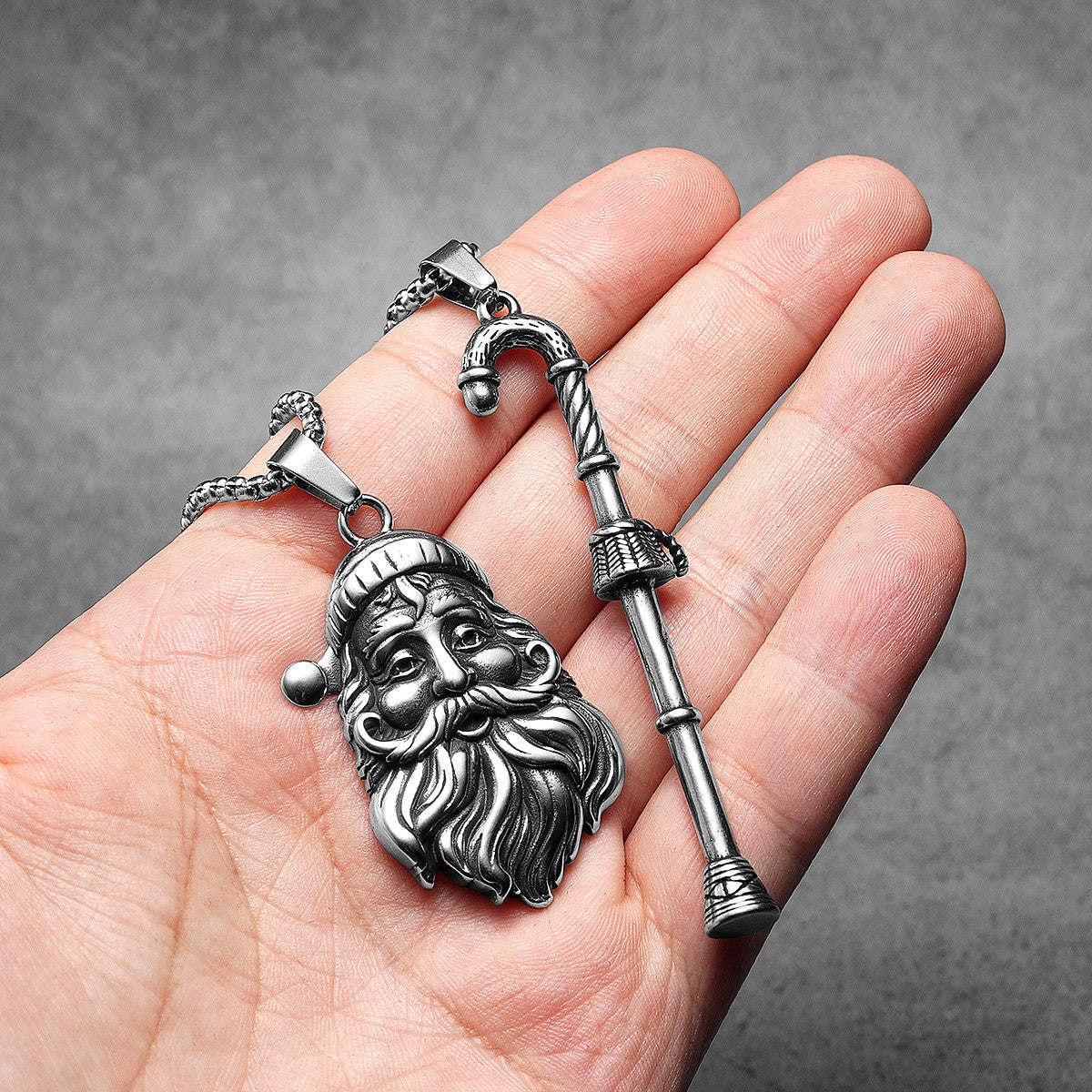 Christmas Collab |  Candy Cane Santa Clause Solid Stainless Steel Holiday Pendants