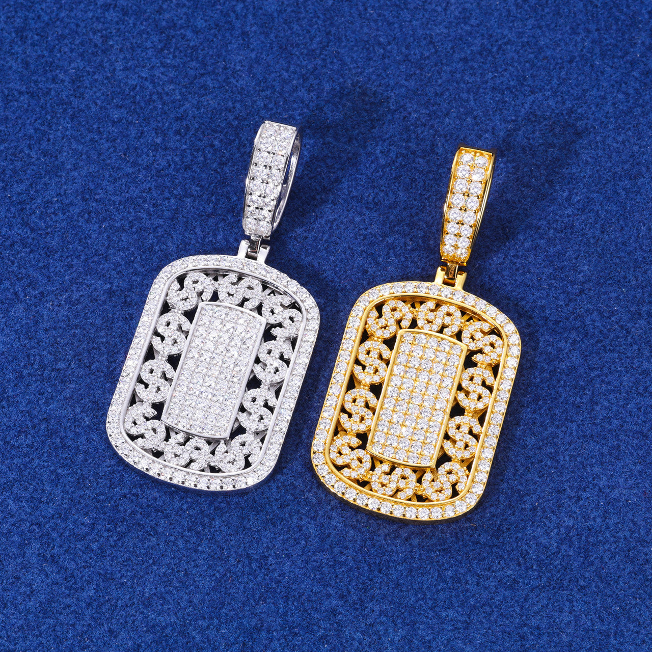 Dem Diamond Boys | Solid Silver Moissanite Diamond Dollar Sign Tag Hip Hop Pendants