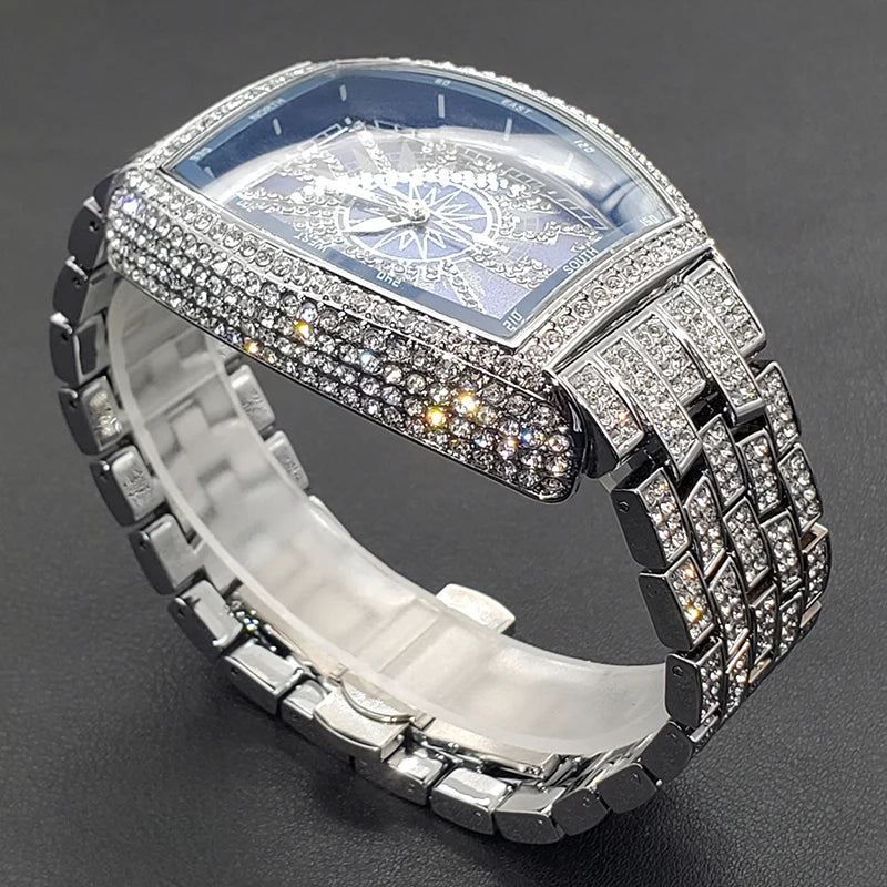 Navigation | VVS Diamond CZ Night Star Sky Compass Hip Hop  Iced Blinged Out Watch