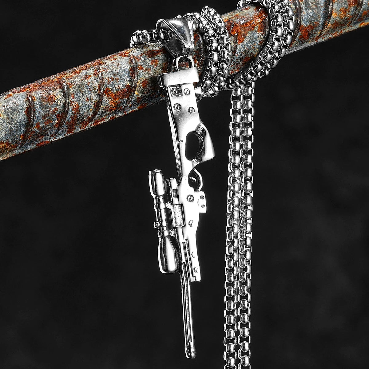 AWM | Solid Stainless Steel No Fade Hip Hop Rifle Gun Pendant