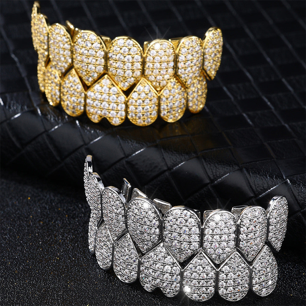 Hustla Tears | VVS Diamond CZ Hip Hop Full Teeth Cap Top Bottom Mouth Grillz Set