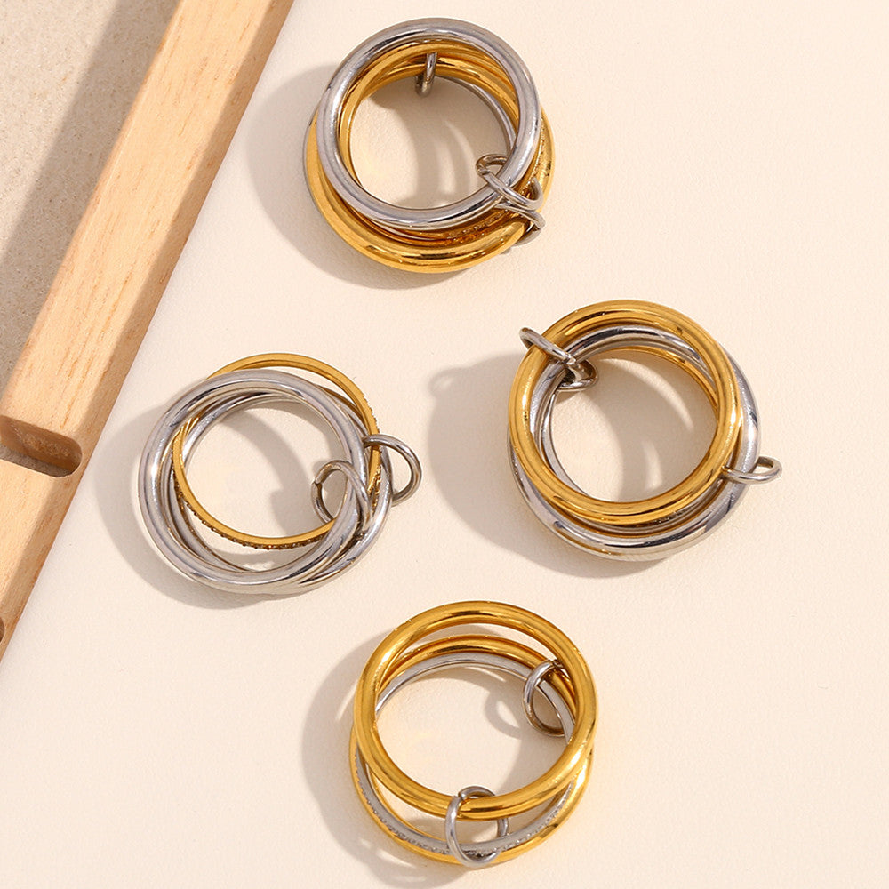 18k Gold Stainless Steel Three/Four Layers CZ Waterproof Rings