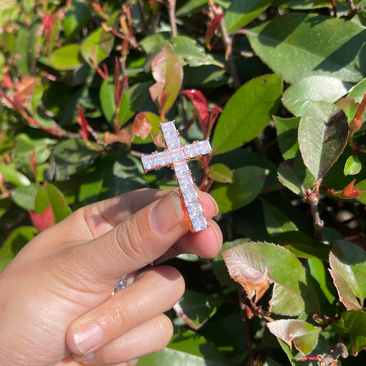 Up Is Down | Inverted Princess Cut Prong Set Peter Cross Hip Hop Cross Pendant