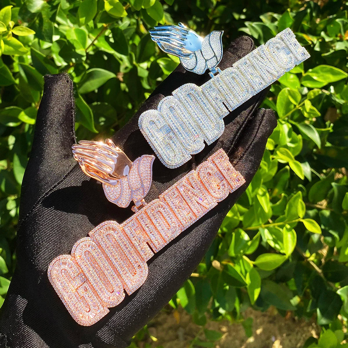 GodFidence | Prayer Hand Bail VVS Diamond CZ Hip Hop God Fidence Iced Blinged Out Pendant